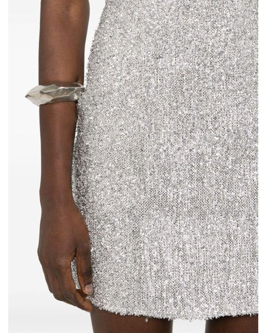 Elisabetta Franchi Gray Metallic Strapless Mini Dress