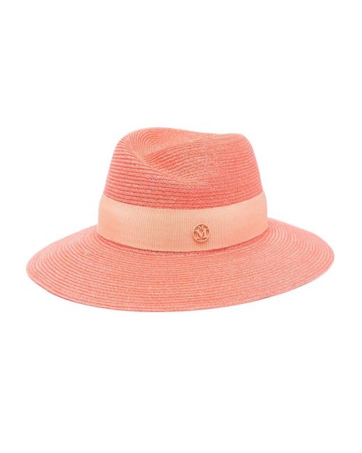 Maison Michel Pink Virginie Hemp Fedora Hat