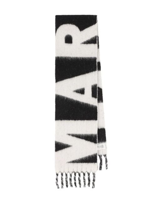 Bufanda de intarsia con logo Isabel Marant de color White