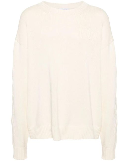 Off-White c/o Virgil Abloh Natural Crew-Neck Diagonal-Stripe Jumper for men