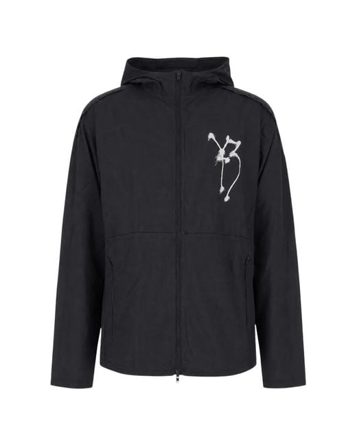 Adidas Black Graphic-Print Hooded Jacket for men