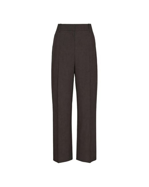 Lee Mathews Brown Myles High-Waisted Wide-Leg Trousers