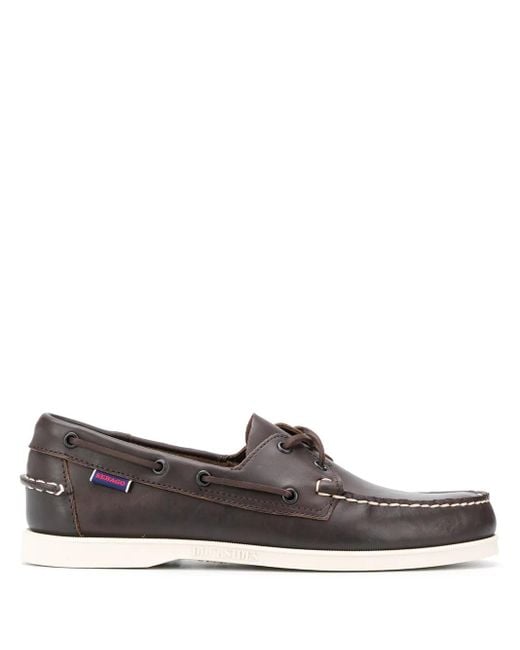 Sebago Brown Lace-Detail Boat Shoes for men