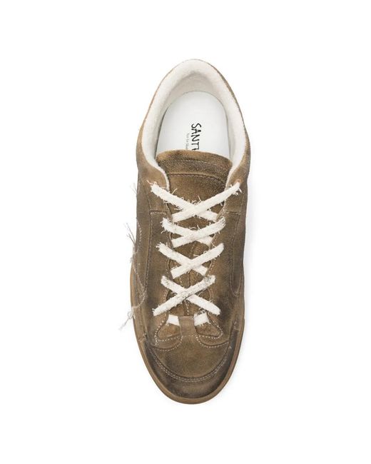 Santha Brown Destroyed Taupe Embroidered Sneakers for men