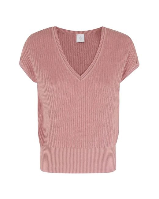 Eleventy Pink Sleeveless V-Neck Top