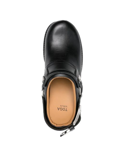Toga Virilis Black Mules En Cuir À Boucle for men