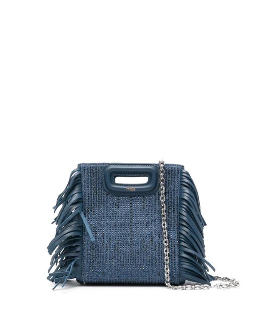 Maje Blue Crystal-Embellished Mini Bag