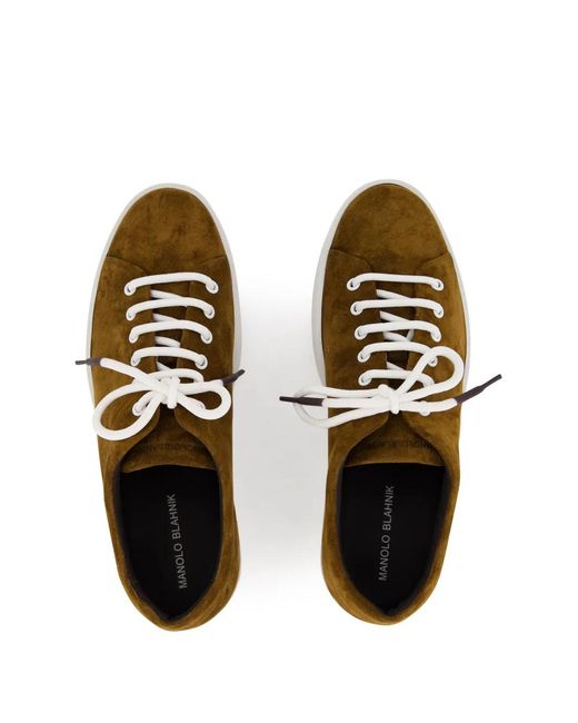Manolo Blahnik Brown Semanado Trainers for men