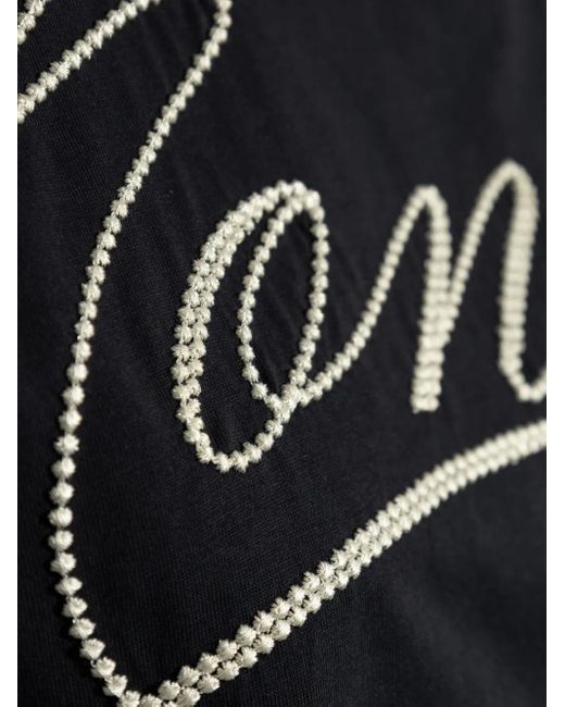 Moncler Black T-Shirt With Embroidered Logo