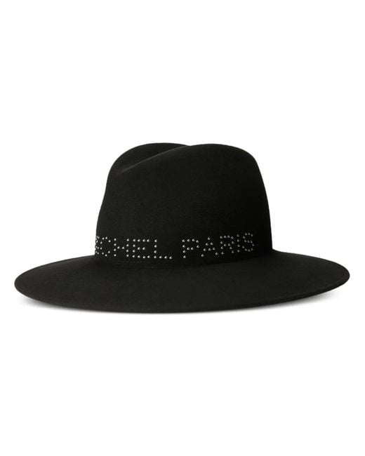 Maison Michel Black Zango Studded-Logo Trilbies