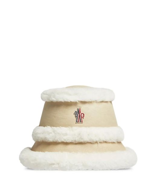 Moncler White Shearling-Trimmed Bucket Hat