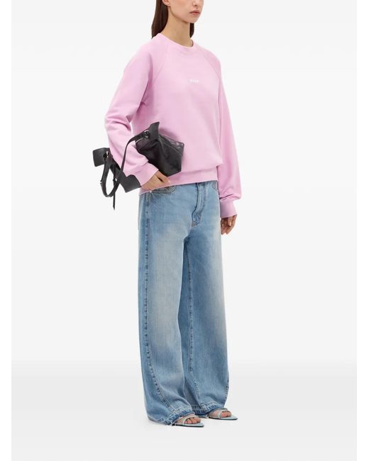 MSGM Pink Logo-Print Sweatshirt