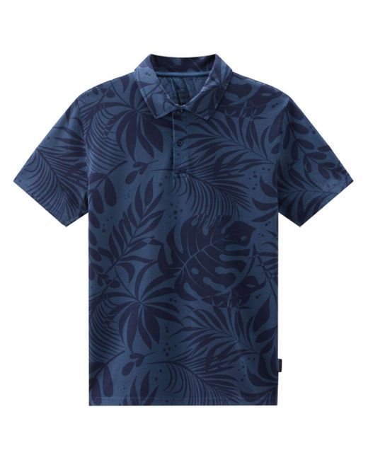 Woolrich Blue Tropical Short-sleeved Polo Shirt for men