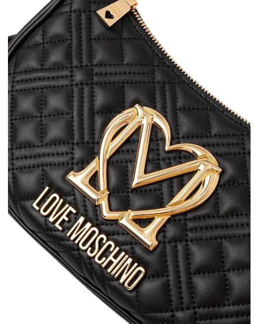 Love Moschino Black Gesteppte Schultertasche