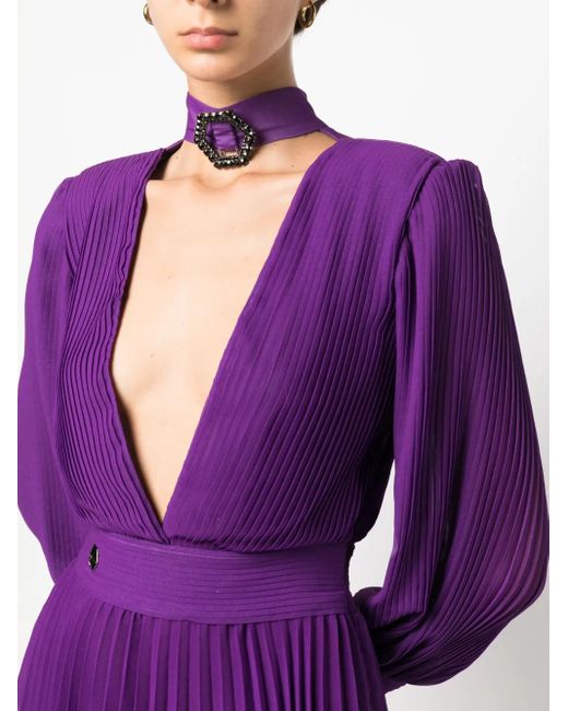 Philipp Plein Purple Plisseekleid Mit Tiefem V-Ausschnitt