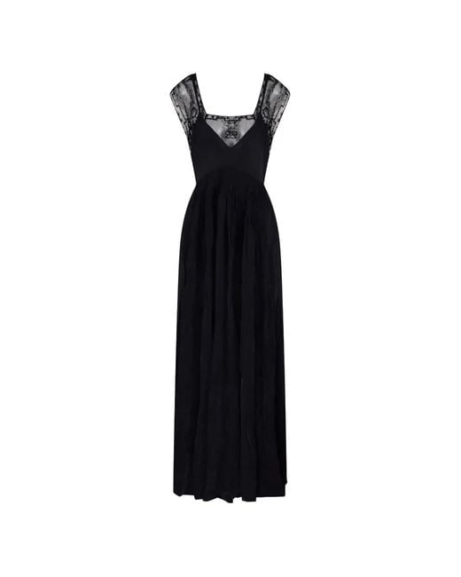 Mes Demoiselles Black Inna Lace-Trim Tie-Waist Asymmetric Dress