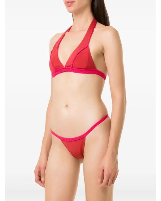 Amir Slama Red Braided-Trim Bikini Set