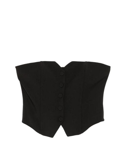 Imperial Black Strapless Button-Up Top