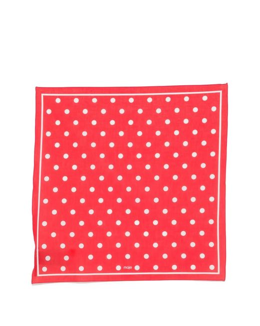Maje Red Polka-Dot Cotton Scarf