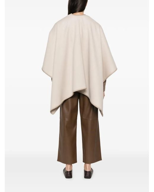 Max Mara Natural Colomba Belted Blanket-Stitch Poncho