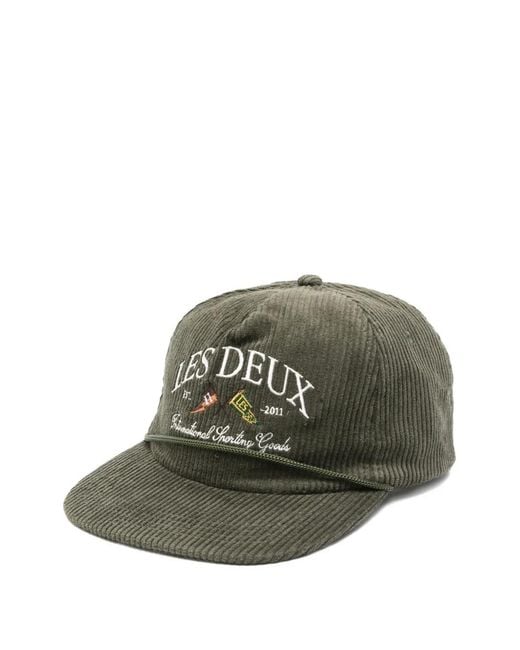 Les Deux Green Corduroy Logo-Embroidered Baseball Cap for men