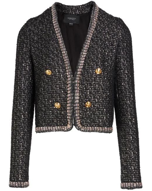 Giambattista Valli Black Tweed-Jacke Mit Pailletten