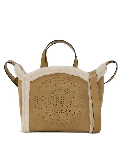 Karl Lagerfeld Metallic Small K/circle Shearling Tote Bag
