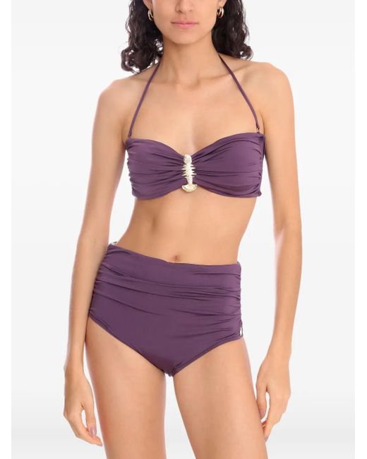 Brigitte Bardot Purple Embellished High-Waisted Bikini Set