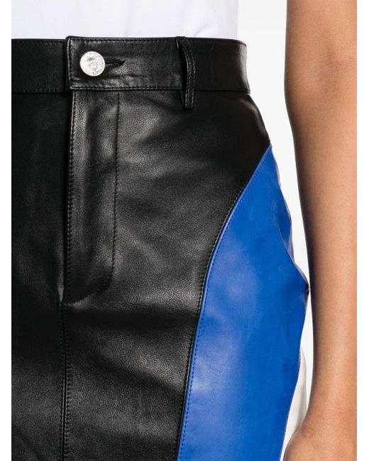 Vetements Blue Colour-block Leather Miniskirt