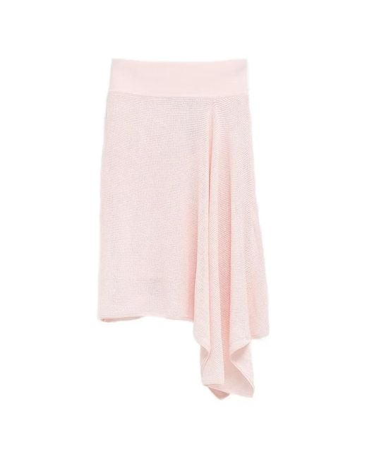 Jacquemus Pink Textured Knit Asymmetrical Mini Skirt