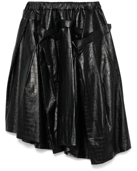 Falda midi con relieve de piel de cocodrilo Comme des Garçons de color Black