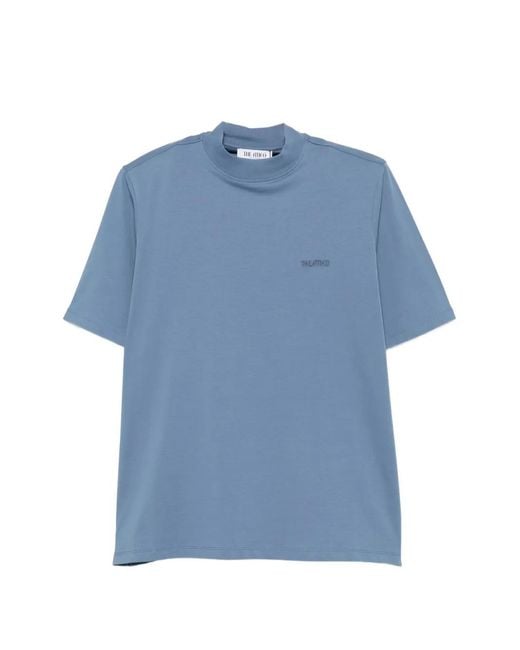 The Attico Blue Logo-Print High-Neck T-Shirt