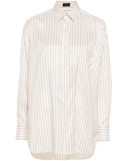 Etro White Striped Cotton Shirt For