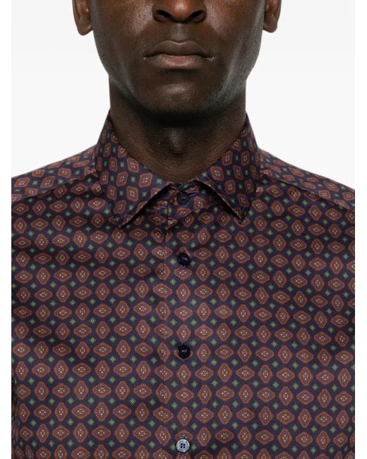 Etro Purple Geometric-Print Long-Sleeve Shirt for men