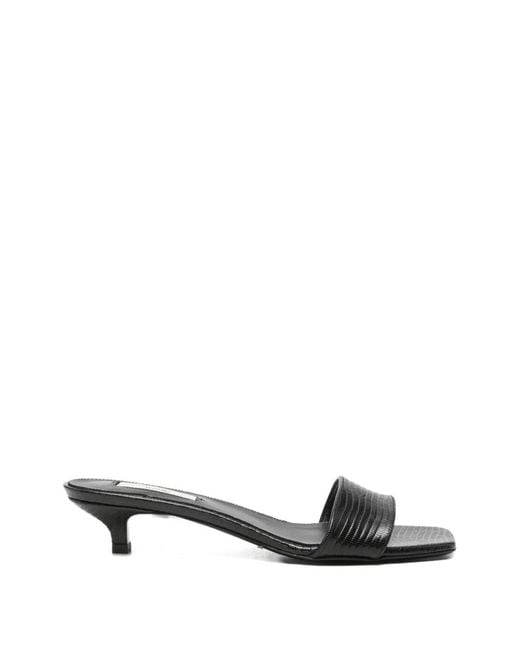 Totême Black Lizard-Embossed Bandeau Sandals
