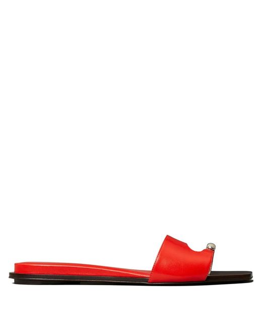 Tory Burch Red Pierced Open-Toe Slide Sandals