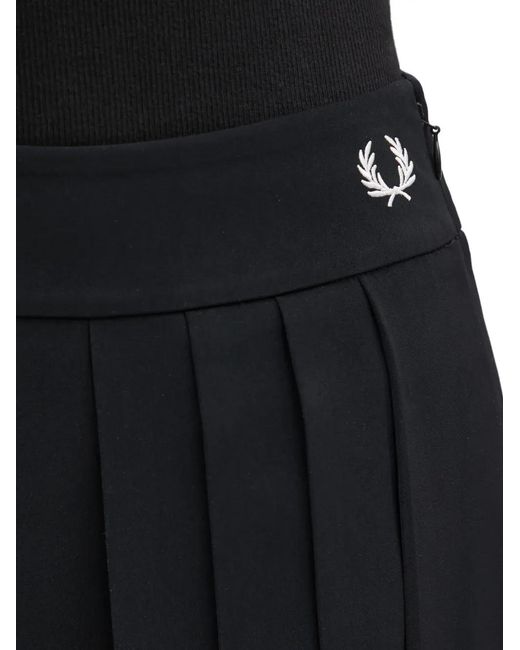 Fred Perry Black Logo-Embroidered Midi Skirt