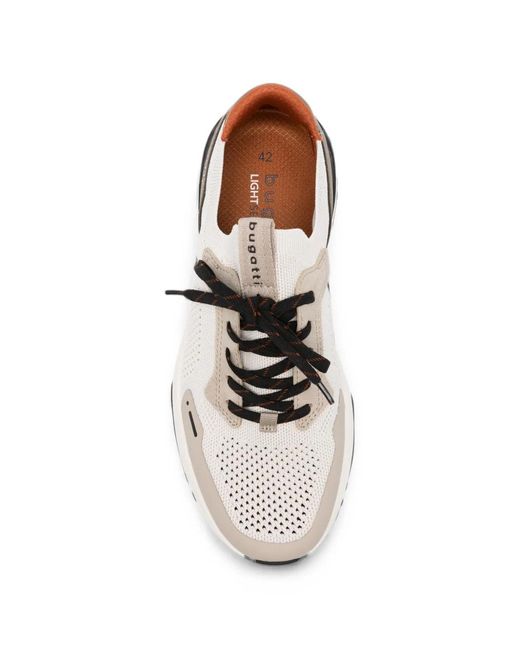 Bugatti White Logo-Print Panelled Sneakers for men