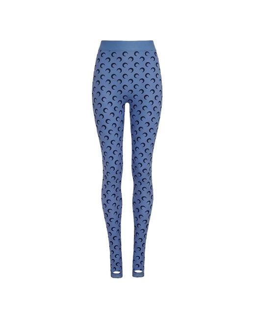 MARINE SERRE Blue Moon-Print Jersey Leggings