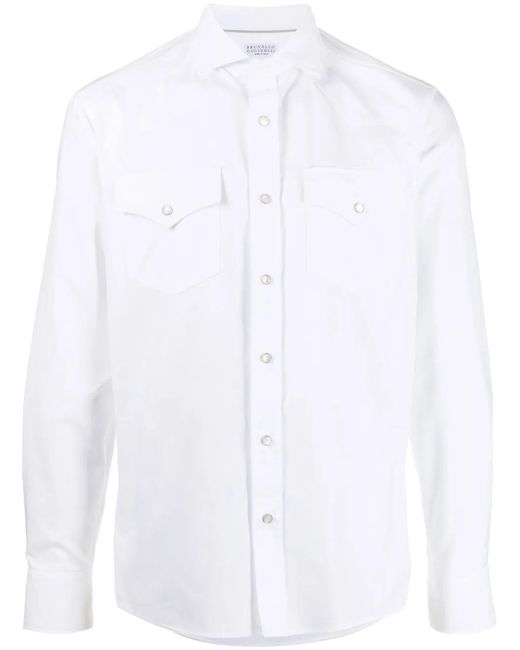 Camisa con bolsillos de solapa Brunello Cucinelli de hombre de color White