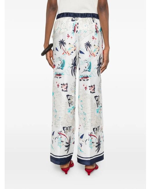 P.A.R.O.S.H. White Scard Map-Print Trousers