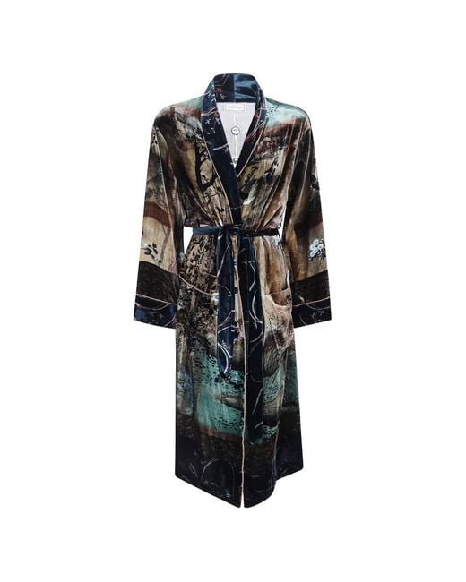 Pierre Louis Mascia Black Landscape-Print Belted Coat