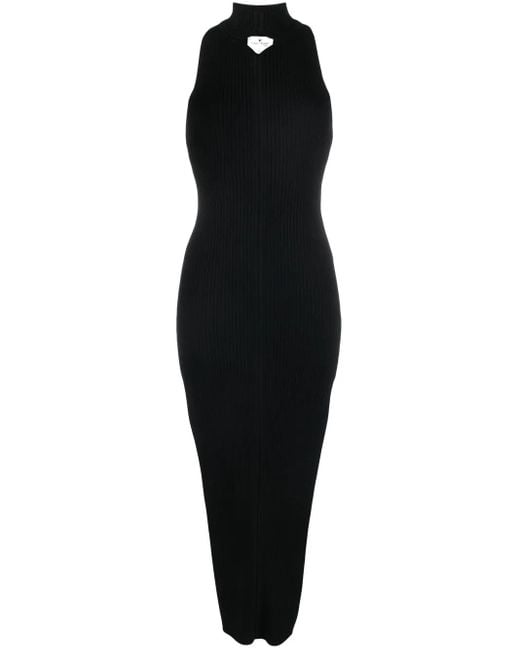 Courreges Black Cut-Out Ribbed Midi Dress