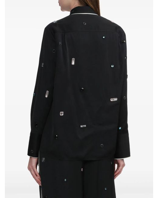 3.1 Phillip Lim Black Gemstoned Satin Pajama Shirt