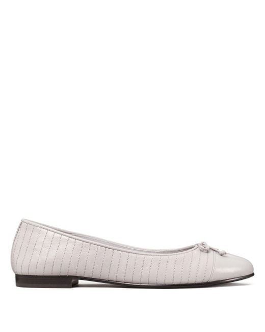 Tory Burch White Quilted Ballerina Shoes