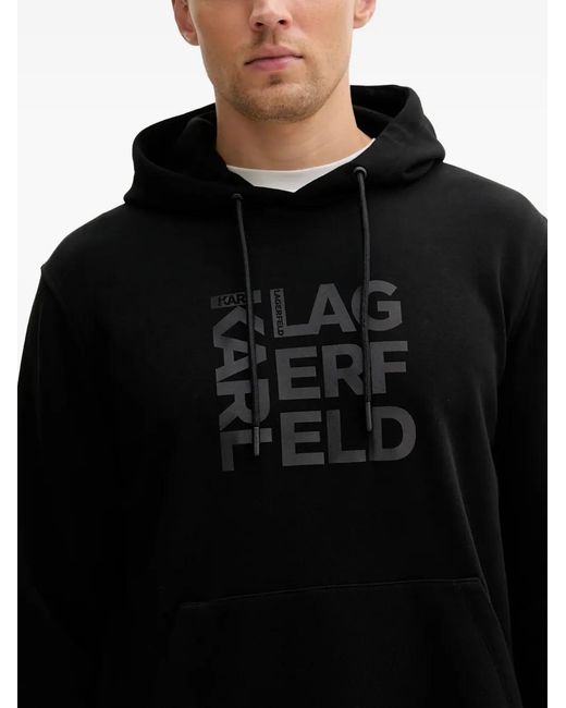 Karl Lagerfeld Black Logo-Print Hoodie for men