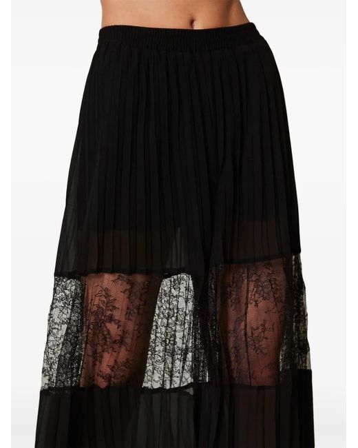 Twinset Black Pleated Georgette Trousers