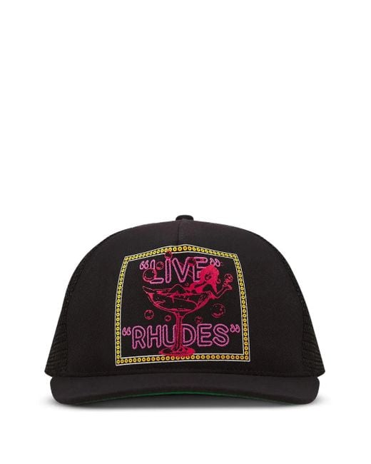Rhude Red Live Graphic-Print Trucker Hat for men