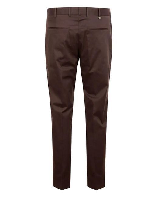 PT Torino Brown Cotton-Blend Trousers for men