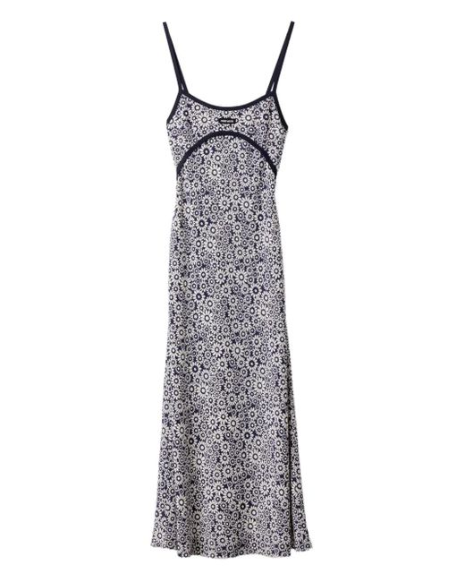 Miu Miu Purple Floral-Print Slip Dress